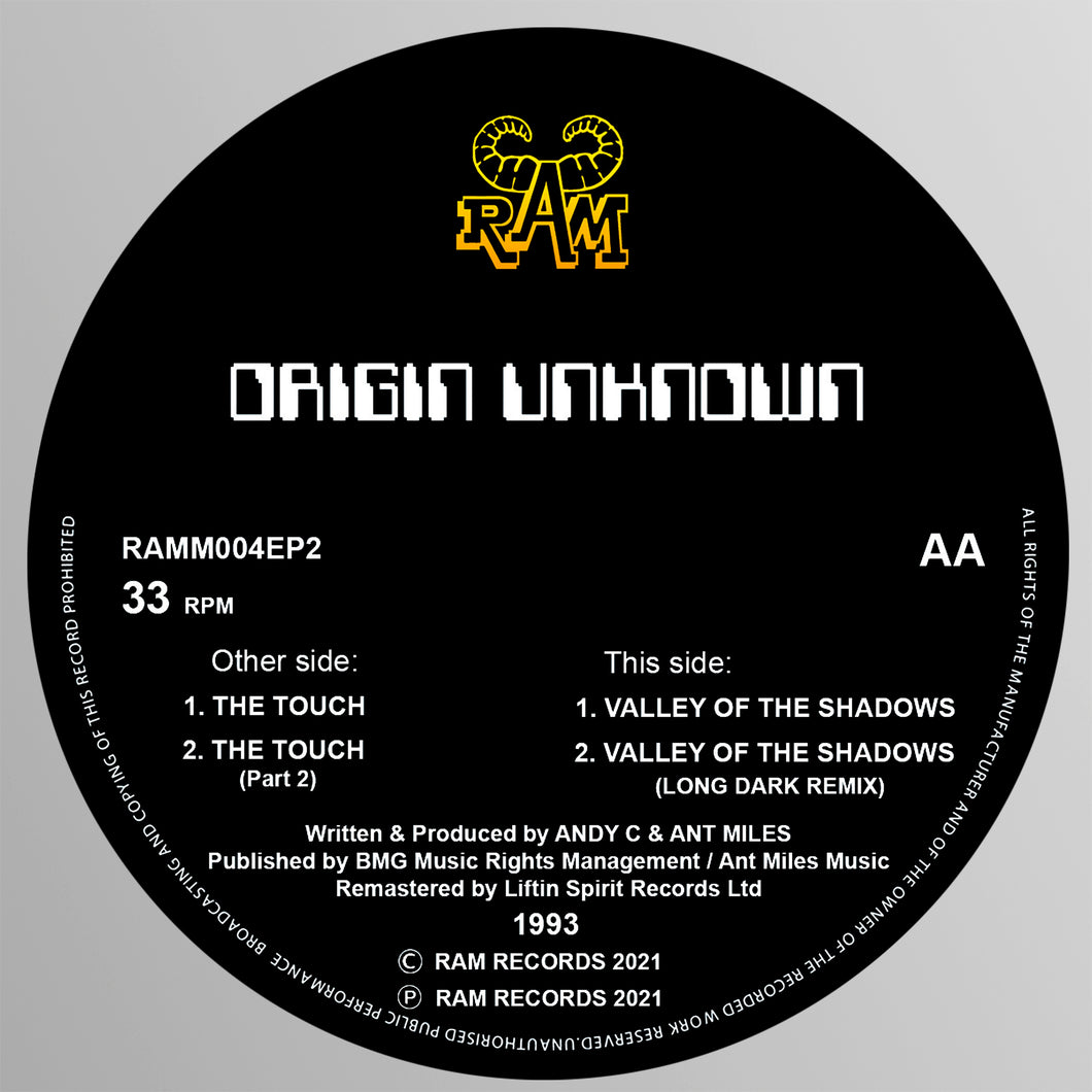 Origin Unknown - Valley of the Shadows / The Touch (Includes Remixes)