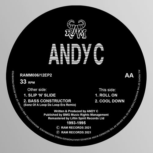 Andy C - Slip N Slide / Bass Constructor Remix / Roll On / Cool Down *BLACK VINYL*